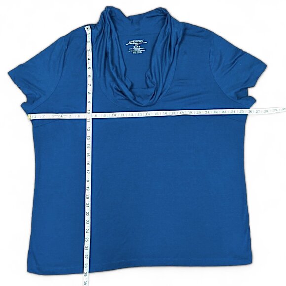 Lane Bryant Top Short Sleeve Cowl Neck Blouse Stretch Blue Womens Plus 22 / 24 - Picture 9 of 11
